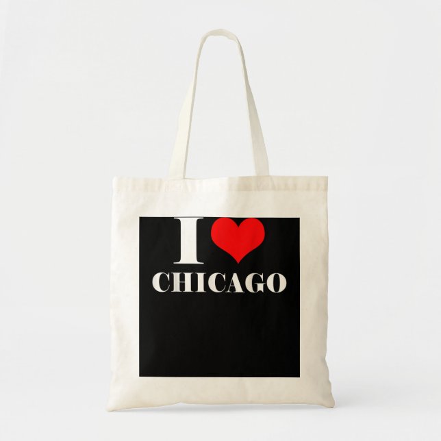 I Kärlek Chicago, I Heart Chicago Tee Illinois Tygkasse (Framsidan)