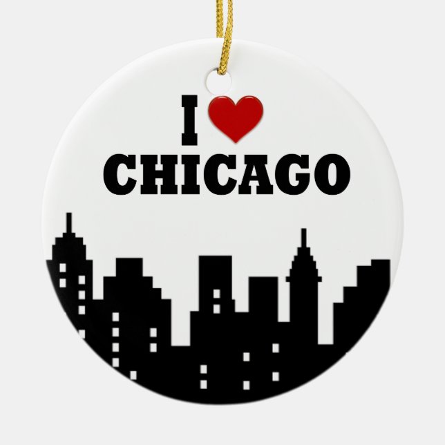 I Kärlek Chicago Julgransprydnad Keramik (Framsidan)