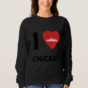 I Kärlek Chicago Skyline Heart Apparel T Shirt