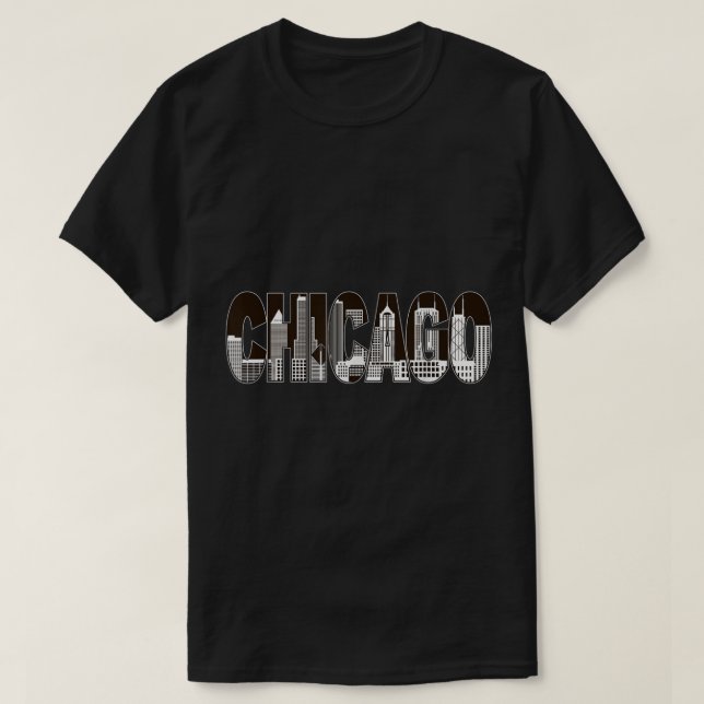 I Kärlek Chicago Skyline T Shirt (Design framsida)
