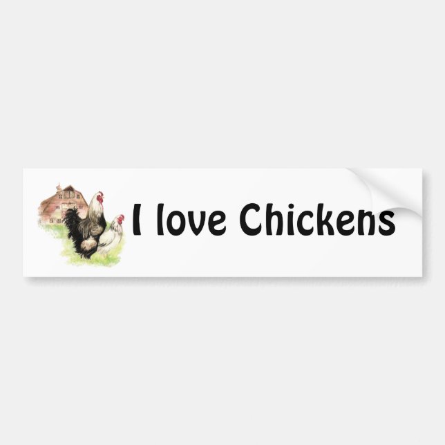 I kärlek Chickens, Chicken och Barn Bumper Sticker Bildekal (Framsidan)