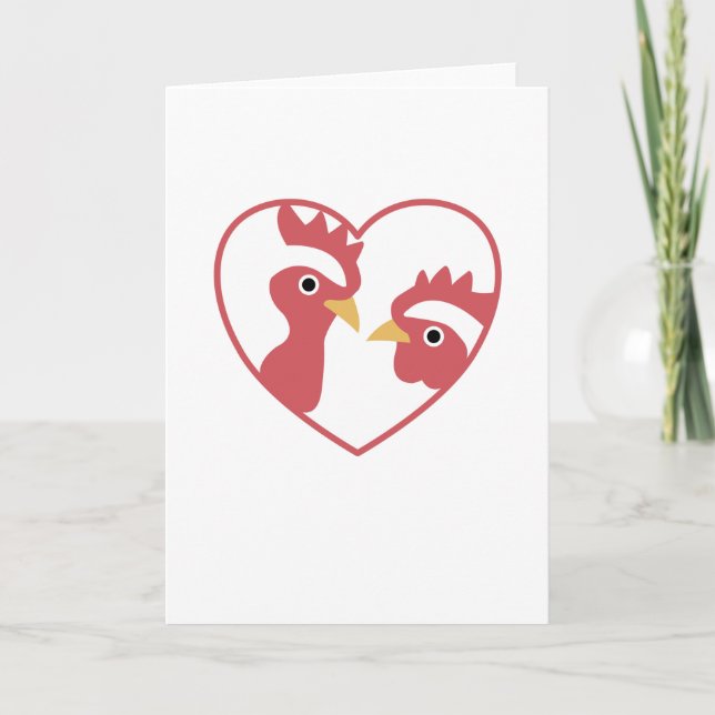 I Kärlek Chickens cute Chickens i hjärtat Tupp Kort (Framsida)