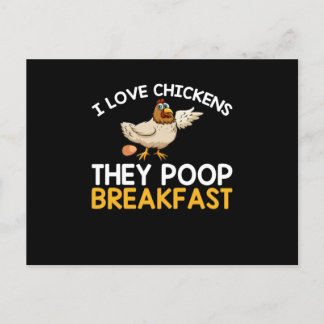 I Kärlek Chickens de Poop Breakfast Funny Chicken Vykort
