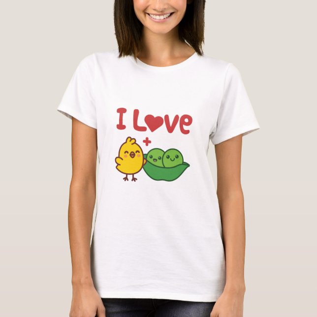 I Kärlek Chickpeas Hummus Kawaii T Shirt (Framsida)