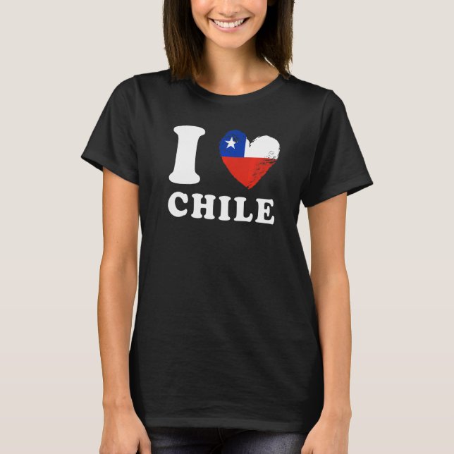 I Kärlek Chile Hjärtat Flagga Chile T Shirt (Framsida)