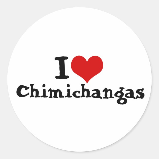 I Kärlek Chimichangas Sticker Runt Klistermärke (Framsida)