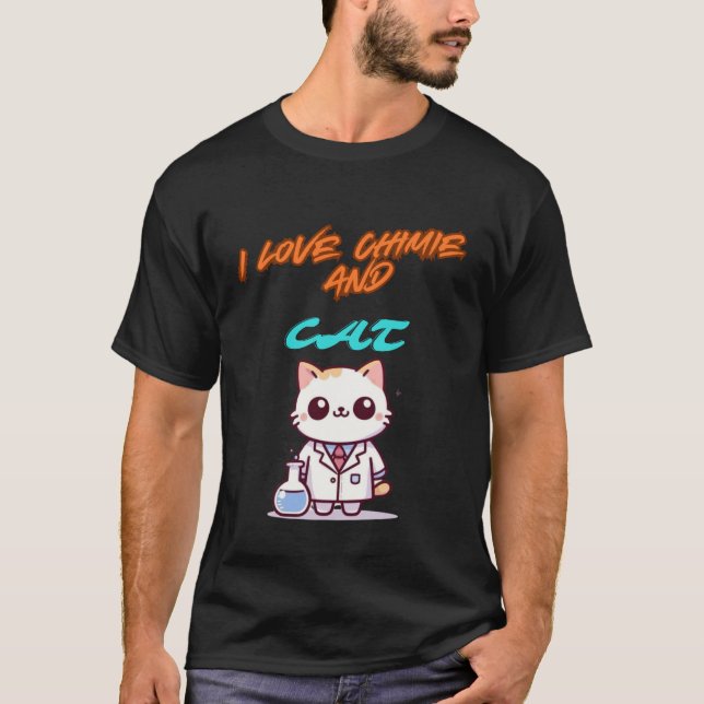 i kärlek chimie och katt t shirt (Framsida)
