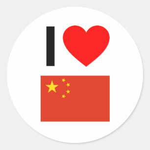 i KÄRLEK CHINA Runt Klistermärke