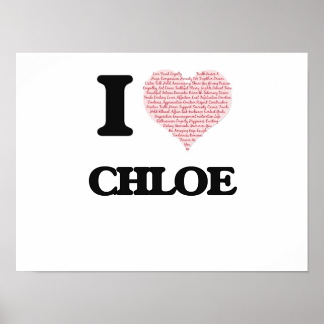 I kärlek Chloe (hjärta tillverkat av ord) design Poster (Framsidan)
