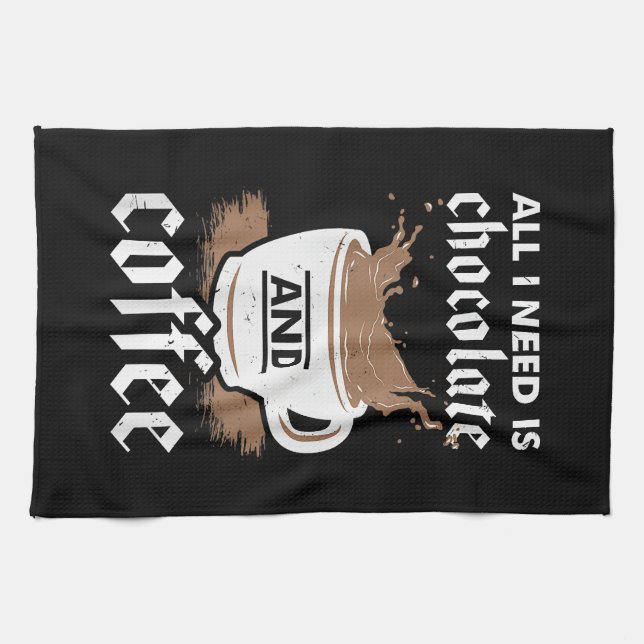 I Kärlek, choklad och kaffe Kökshandduk (Horisontell)