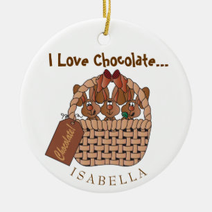 I Kärlek Chokladbunny Basket Julgransprydnad Keramik