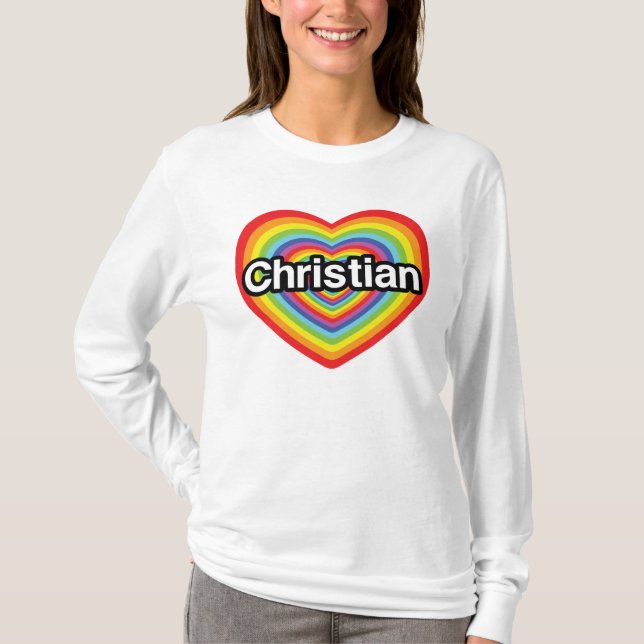 I kärlek Christian: regnbåge T-shirt (Framsida)