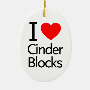 I Kärlek Cinder Blocks Julgransprydnad Keramik