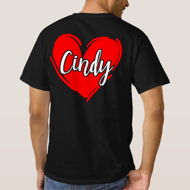 I Kärlek CINDY - Kärlek Heart, GER Valentindagen T Shirt (Baksida)