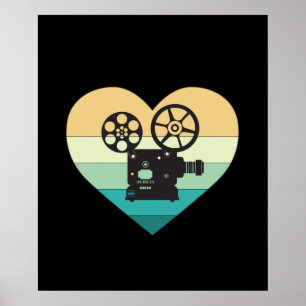 I Kärlek Cinema Retro Movie Projector Poster