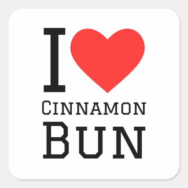 I kärlek cinnamon bun fyrkantigt klistermärke (Framsida)