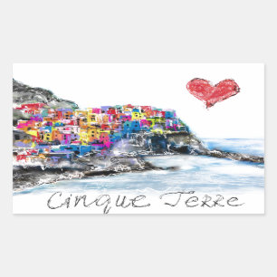 I kärlek cinque terre rektangulärt klistermärke