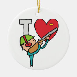 I Kärlek Clay Pigeon-skjutning Julgransprydnad Keramik