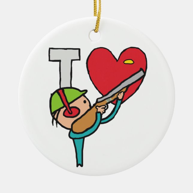 I Kärlek Clay Pigeon-skjutning Julgransprydnad Keramik (Framsidan)