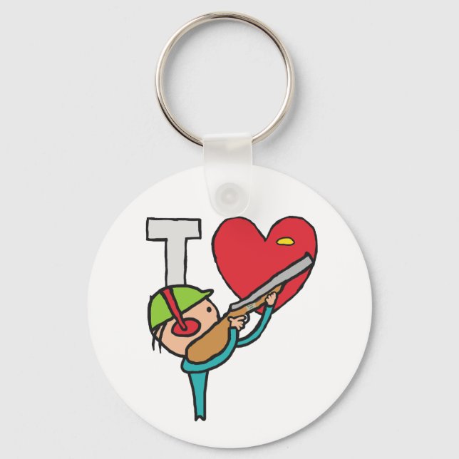 I Kärlek Clay Pigeon-skjutning Nyckelring (Framsida)