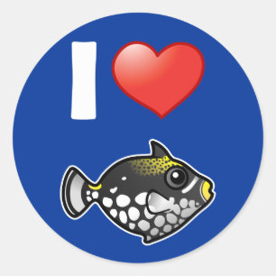 I Kärlek Clown Triggerfish Runt Klistermärke