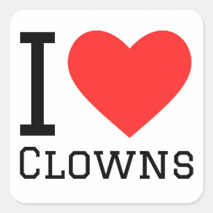 I kärlek clowner fyrkantigt klistermärke