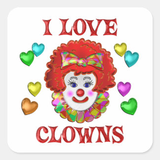 I KÄRLEK CLOWNS FYRKANTIGT KLISTERMÄRKE