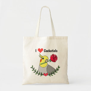 I kärlek cockatiels Cute Funny Cockatiel Bird Tygkasse