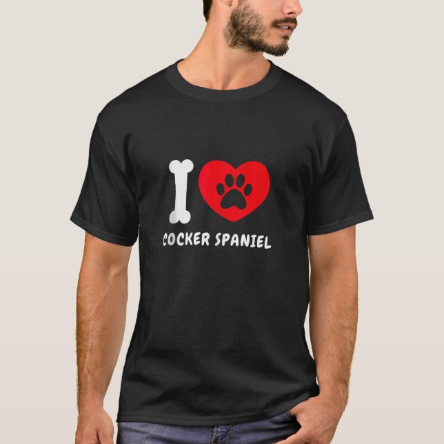 I Kärlek Cocker Spanska presenter Idea Hund älskar T Shirt (Framsida)