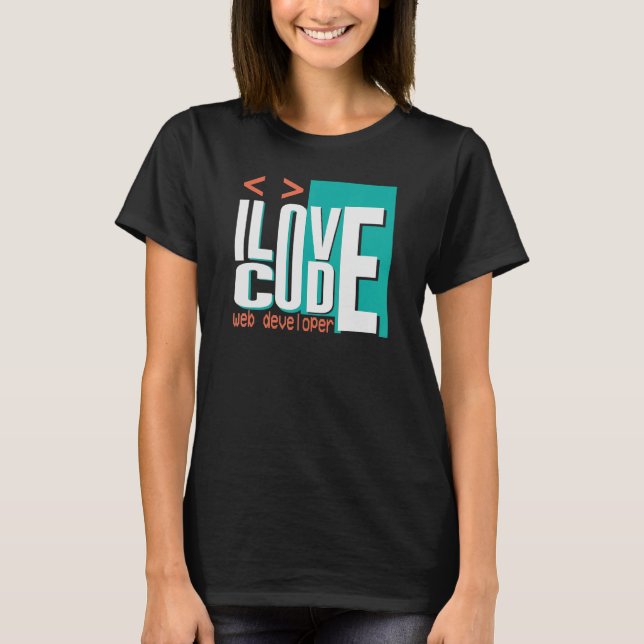 I Kärlek Code Programmer Webben Developer T Shirt (Framsida)