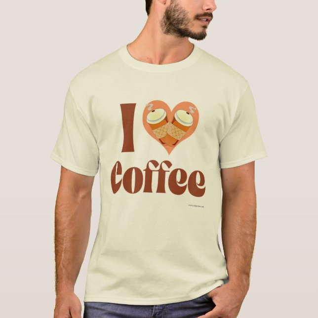 I Kärlek Coffee Cute Heart Design Slogan T Shirt (Framsida)