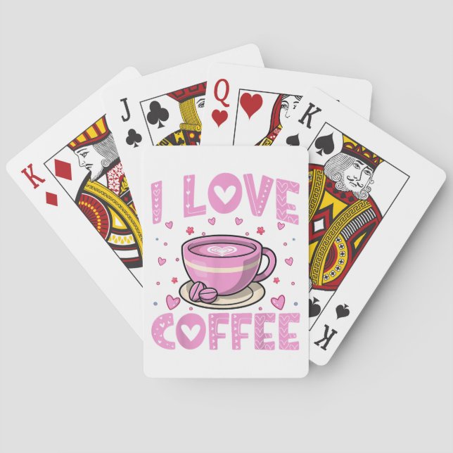 I Kärlek Coffee - Funny Coffee Drinker Caffeine Ad Casinokort (Baksidan)