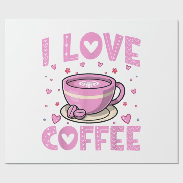 I Kärlek Coffee - Funny Coffee Drinker Caffeine Ad Presentpapper (Platt)