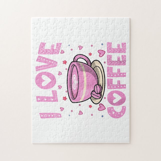 I Kärlek Coffee - Funny Coffee Drinker Caffeine Ad Pussel (Vertikal)