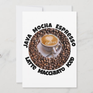 I Kärlek Coffee Java, Latte, Cappucino Hälsning No Julkort