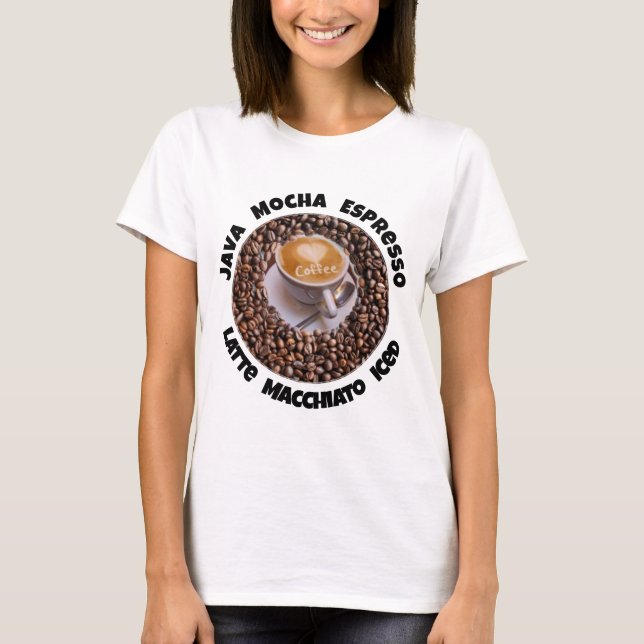 I Kärlek Coffee Java Latte Cappucino T Shirt (Framsida)
