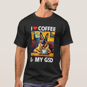 I Kärlek Coffee och My GSD Mamma Pappa German Shep T Shirt
