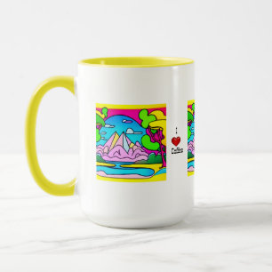 I Kärlek Coffee-psychedelic-berget, stream & träd Mugg