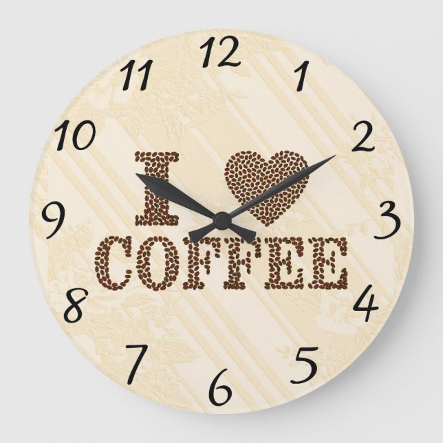 I Kärlek Coffee Wall Clock Stor Klocka (Framsida)
