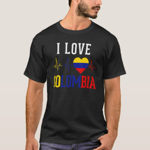 I Kärlek Colombia Flagga Camiseta Heartslag Pride  T Shirt