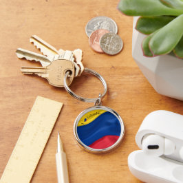 I Kärlek Colombia Flagga Keychain Rund Silverfärgad Nyckelring