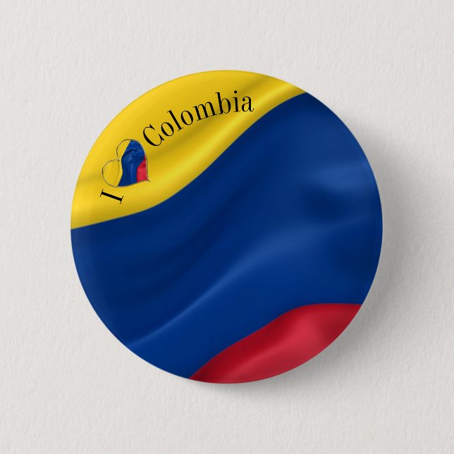 I Kärlek Colombia Flagga Knapp (Framsida)
