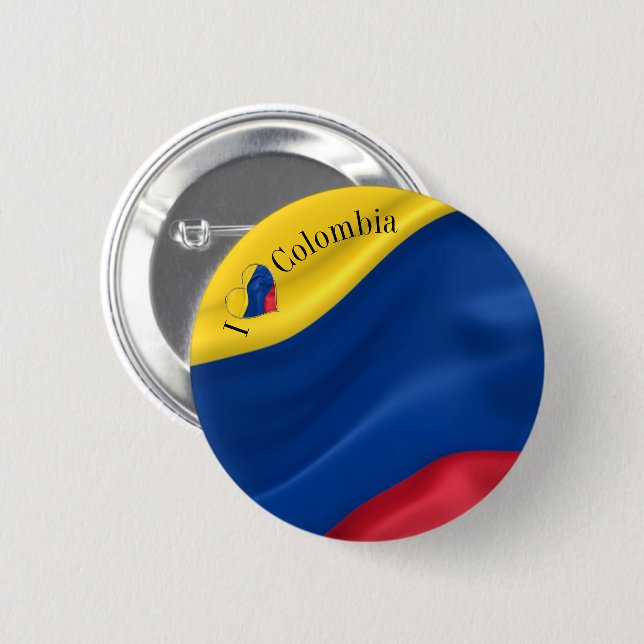 I Kärlek Colombia Flagga Knapp (Framsida & baksida)