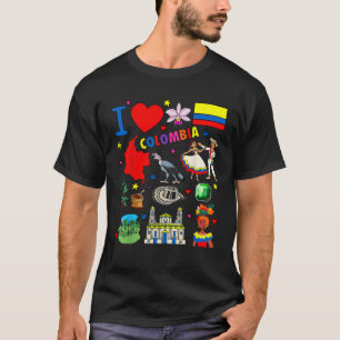 I kärlek Colombia Hand plockade colombianska Landm T Shirt