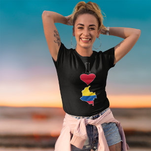 I Kärlek Colombia Lodrät Heart Colombias Flagga Ka T Shirt