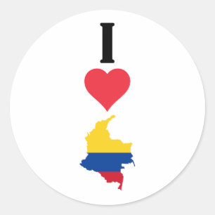 I Kärlek Colombia Lodrät I Heart Land Flagga Karta Runt Klistermärke