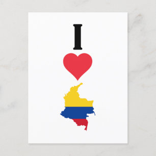 I Kärlek Colombia Lodrät I Heart Land Flagga Karta Vykort