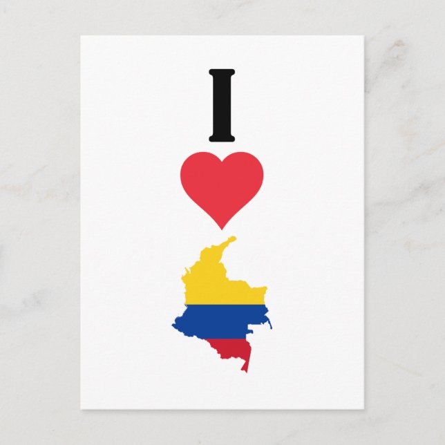 I Kärlek Colombia Lodrät I Heart Land Flagga Karta Vykort (Framsida)