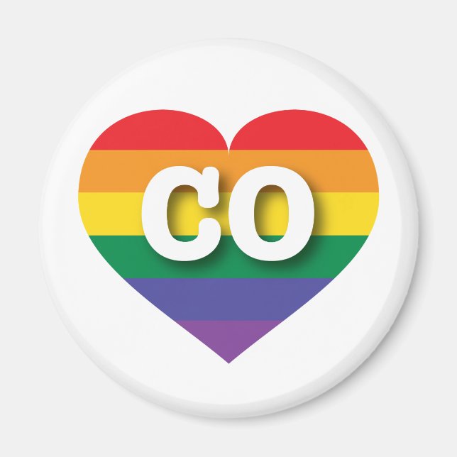 I Kärlek Colorado Rainbow Heart Magnet (Framsidan)