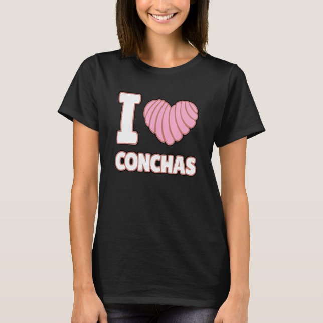 I Kärlek Conchas Mexican Bread Yummy Concha Pan de T Shirt (Framsida)